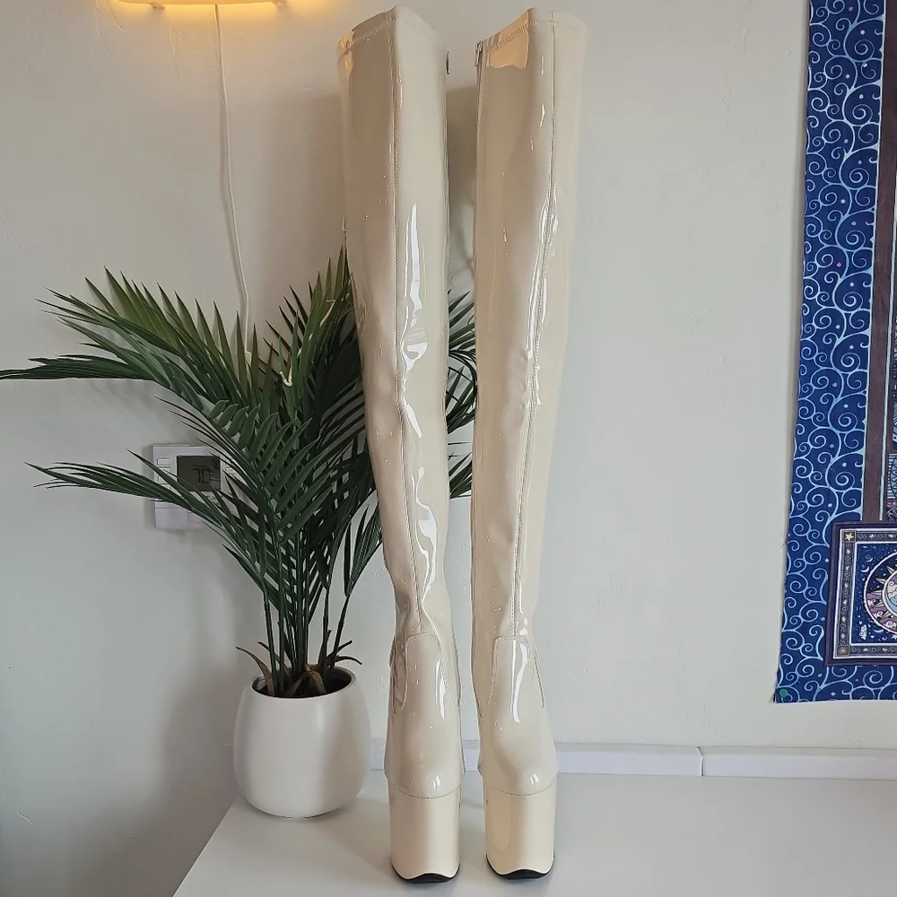 NWOB Hella Heels No Angel Corset Lace Thigh High Boot 8" Heel Protectors READ - Picture 4 of 13